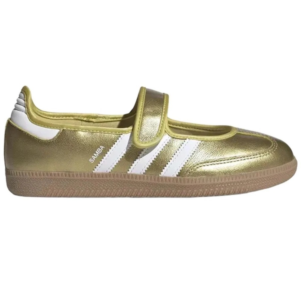 adidas Samba Jane Womens Size 7 Gold Metallic White Shoes IH6599 NEW - Picture 2 of 5